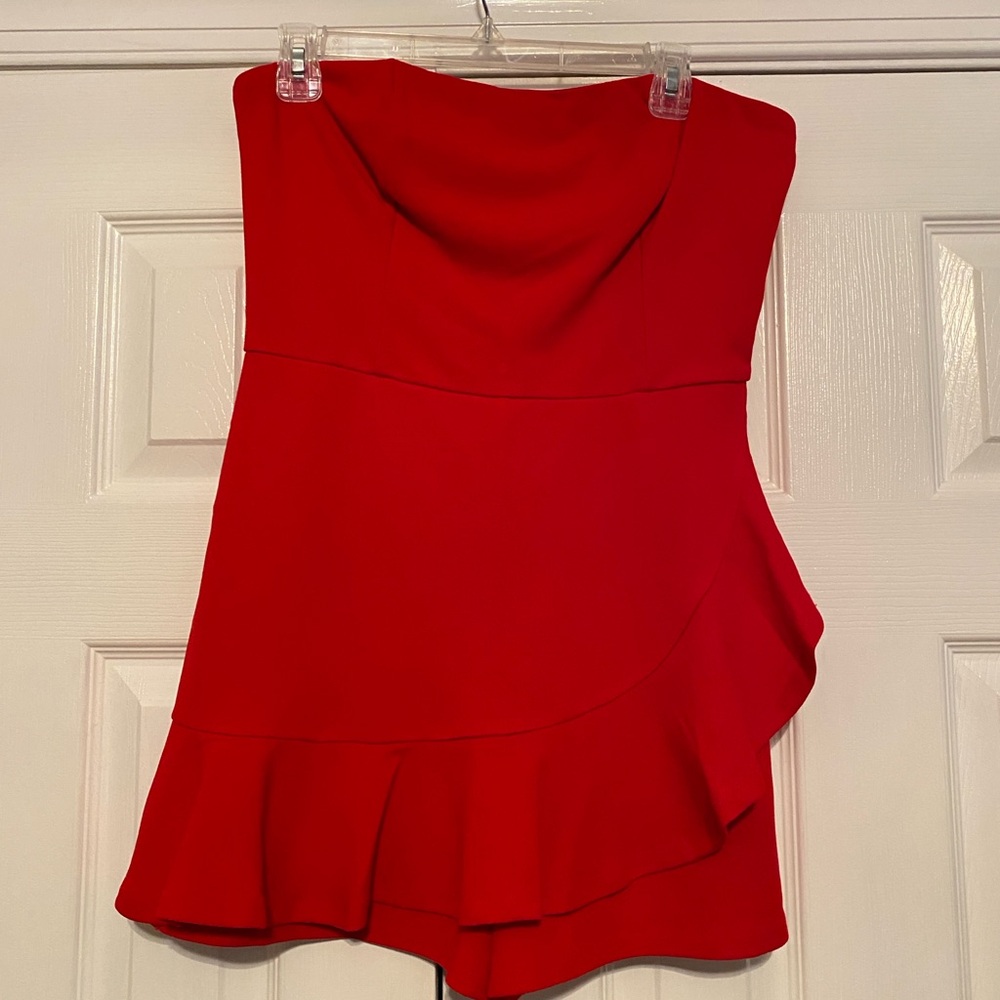 Lulus Strapless Red Romper size large